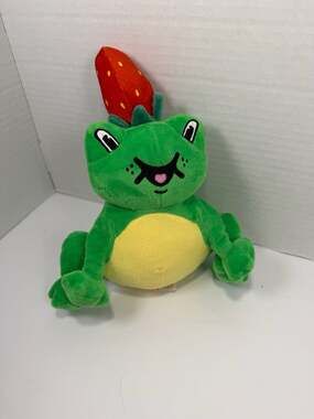 Ideal Toys Direct Green Frog Plush with Strawberry on Head Stuffed Toy